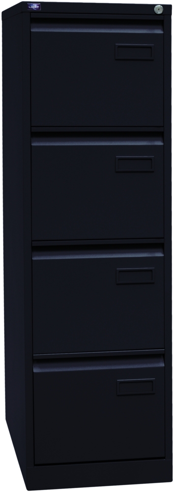 BISLEY Light Hängeregistraturschrank mit Schloss aus Metall in schwarz, 4 Schubladen, einbahnig - Hängeregisterschrank abschließbar, Hängeregistratur für Hängemappen & Hängeordner, IPCCA14-633 Bild 1
