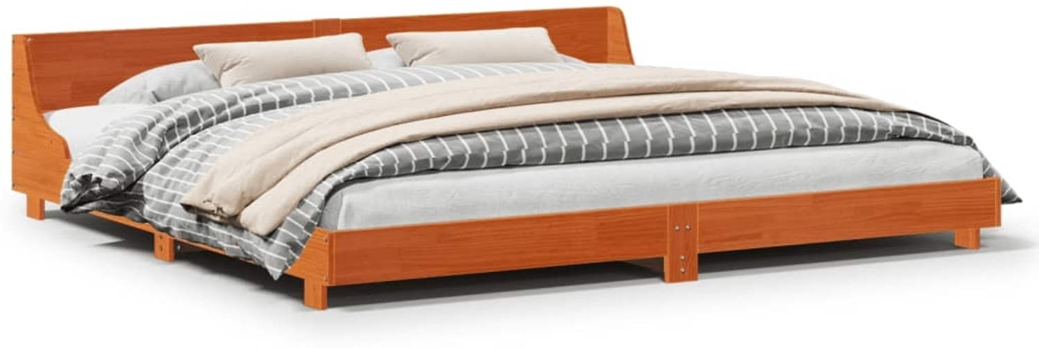 vidaXL Massivholzbett ohne Matratze Wachsbraun 180x200 Kiefernholz 850721 Bild 1