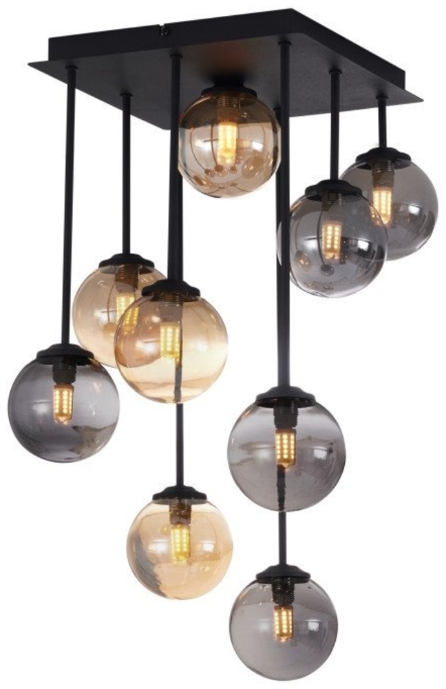 Qazqa Deckenleuchte Athens, ohne Leuchtmittel, G9, Schwarz, Modern, Metall, 9-flammig Bild 1