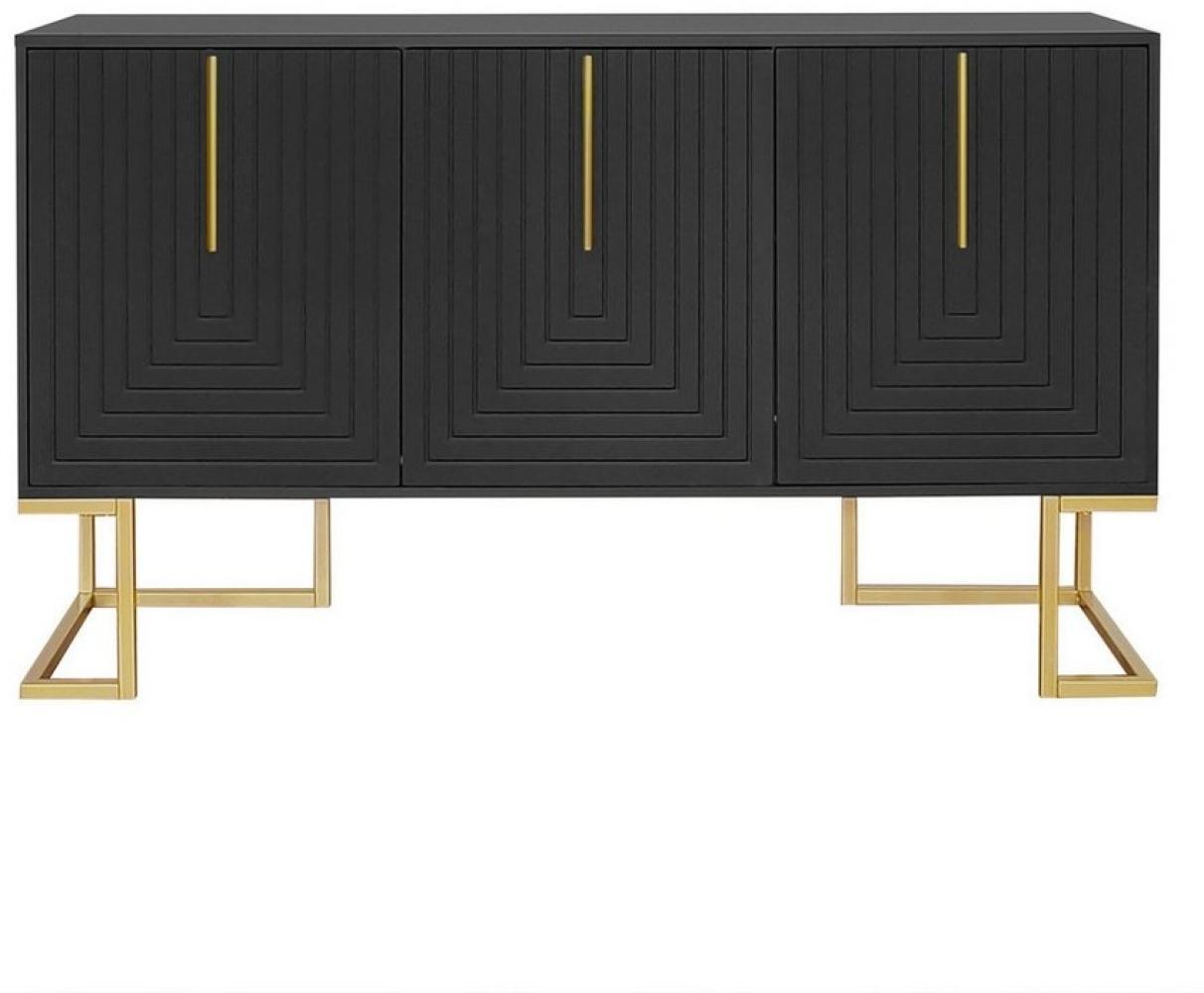 autolock Sideboard Modernes 3-türiges Sideboard mit verstellbaren Regalen, U-förmigen Schranktüren und Metallgriffen und Sockel Bild 1