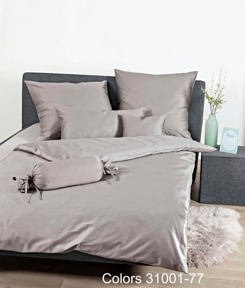 Janine Mako Satin Bettwäsche 3 teilig Bettbezug 240 x 220 cm Kopfkissenbezug 80 x 80 cm Colors 31001-77 vulkan Bild 1