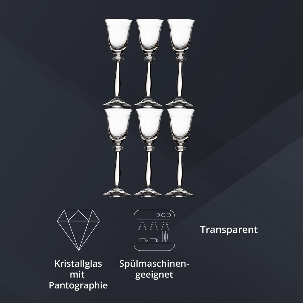 Peill+Putzler Germany 6er Set Likörkelche, 60 ml Volumen, mit Pantographie, Kristallgläser mit einem eleganten Design, Gläser für Wasser, Saft & Cocktail, Trinkgläser Bild 1