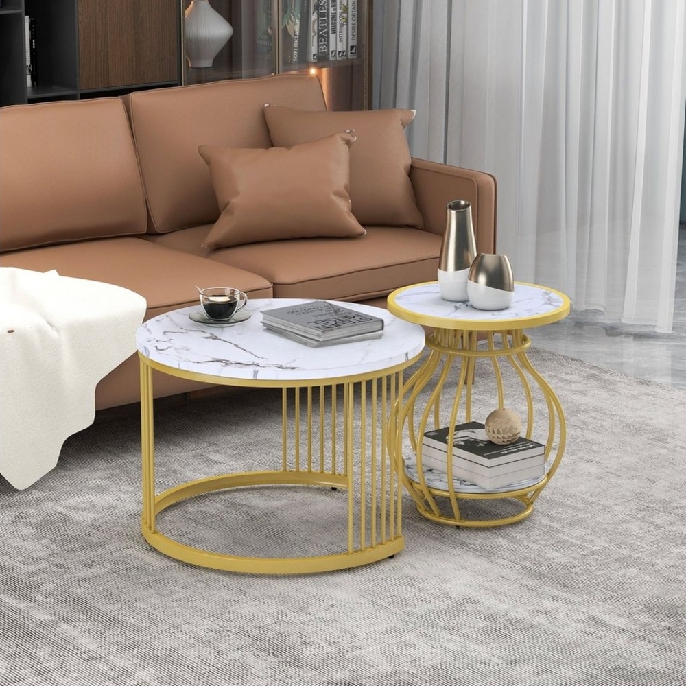 Merax Couchtisch, Wohnzimmnertisch aus Holz, Beistelltisch Set, Industrial Bild 1