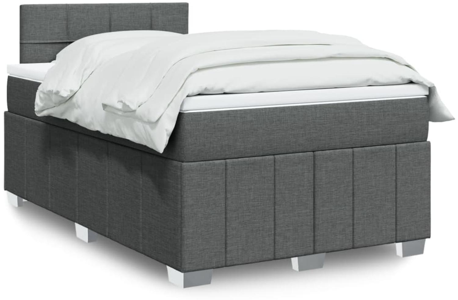 vidaXL Boxspringbett mit Matratze Dunkelgrau 120x200 cm Stoff 3289336 Bild 1