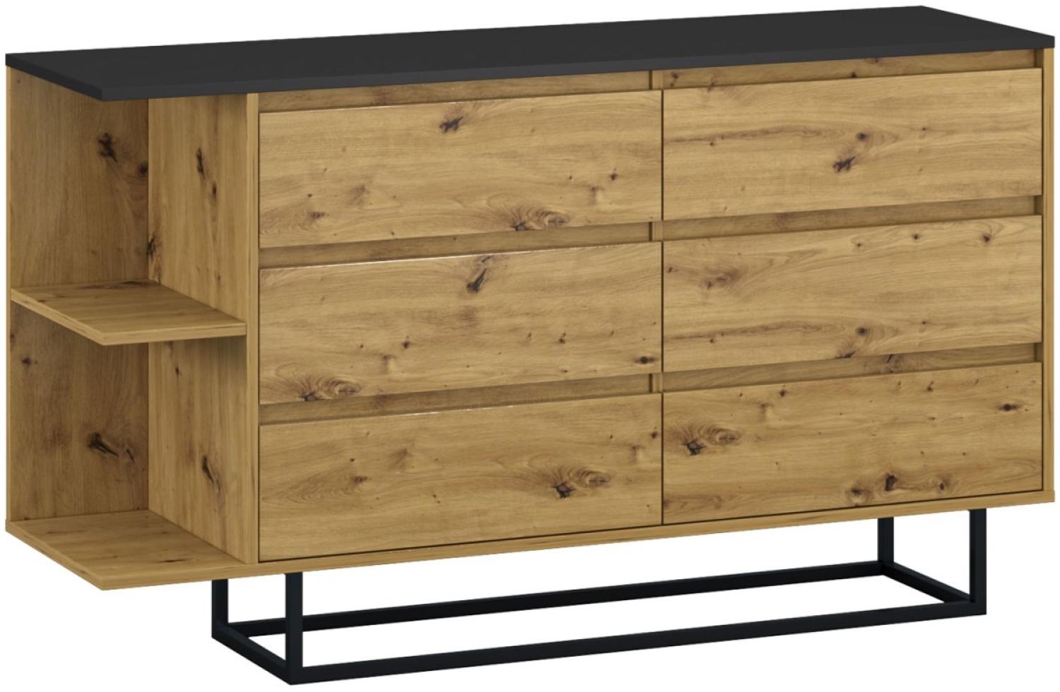 Kommode Coco Schubladenkommode 140x40x81cm schwarz Artisan Eiche Bild 1