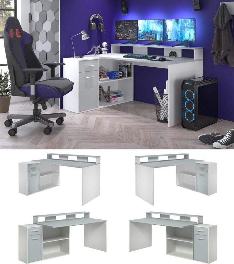 trendteam Schreibtisch Gamer (Winkelschreibtisch oder gerade stellbar, 160 - 200 cm), 4 verschiedene Aufbaumöglichkeiten, mit viel Stauraum Bild 1