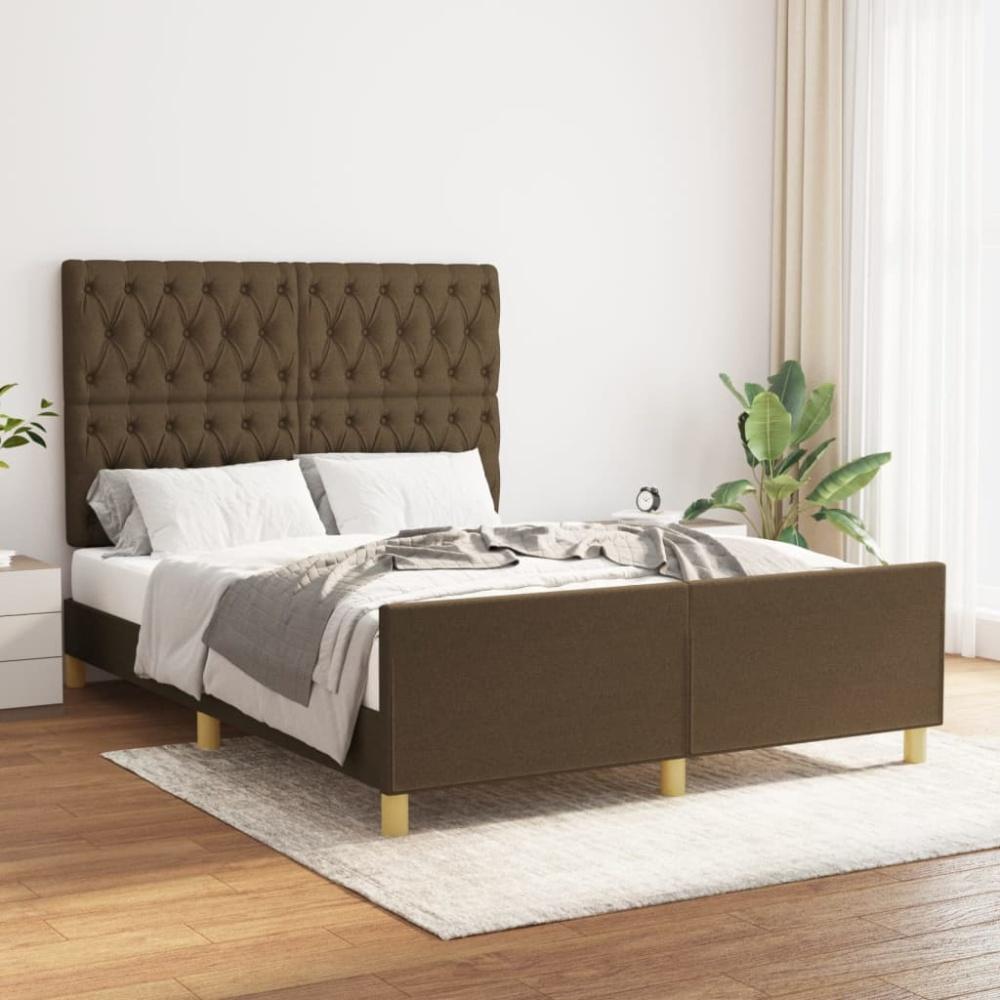 Doppelbett mit Kopfteil Stoff Dunkelbraun 140x200 cm [3125303] Bild 1