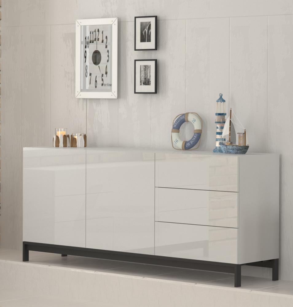 Sideboard >Mercogliano< in Weiß-Hochglanz - 170x73x40cm (BxHxT) Bild 1