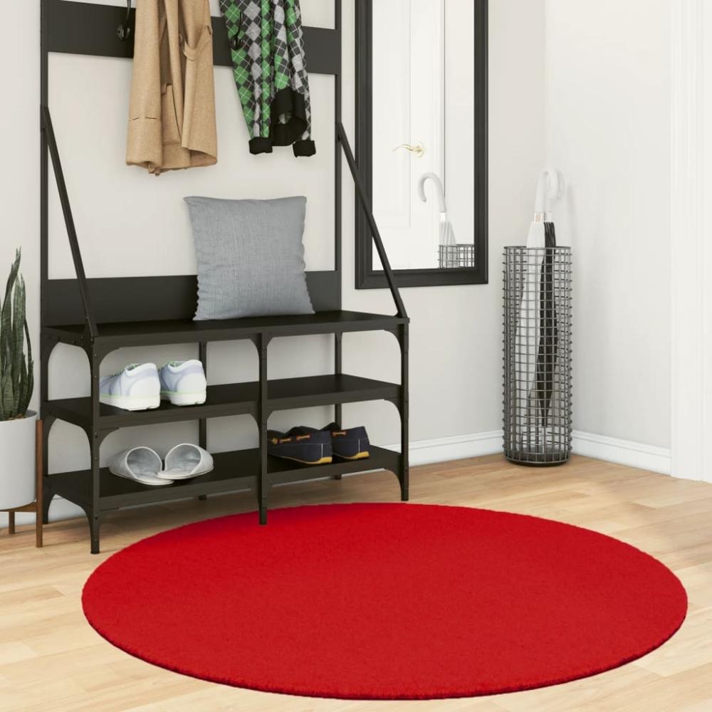 vidaXL Teppich OVIEDO Kurzflor Rot Ø 120 cm 375633 Bild 1