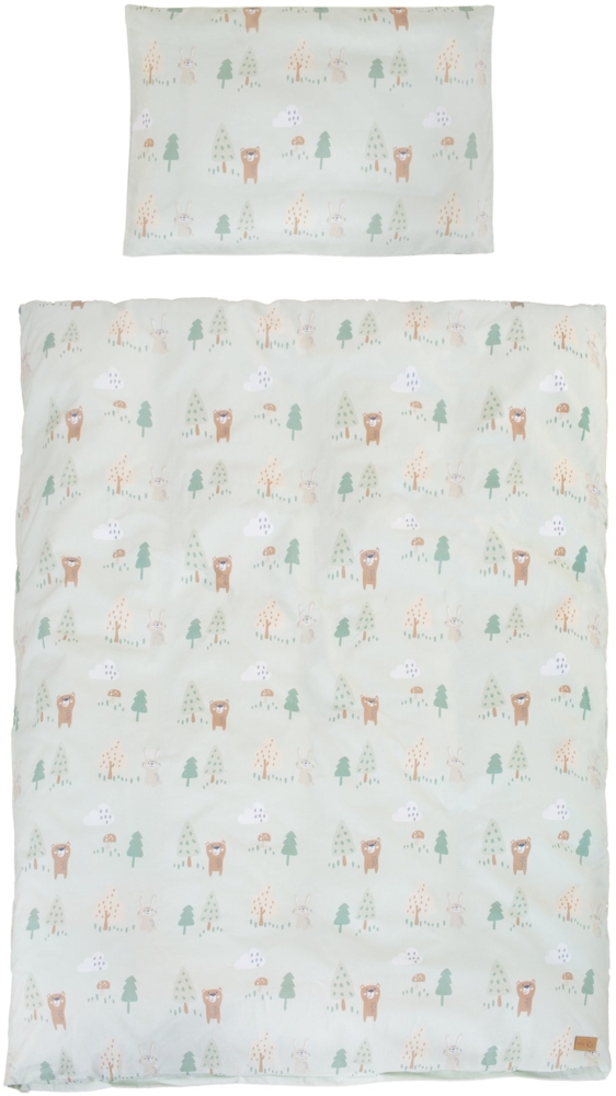 roba Bettwäsche 'Woodland Buddies' - Bezug für Decke 100 x 135 cm + Kissen 40 x 60 cm - Pastellgrün Bild 1