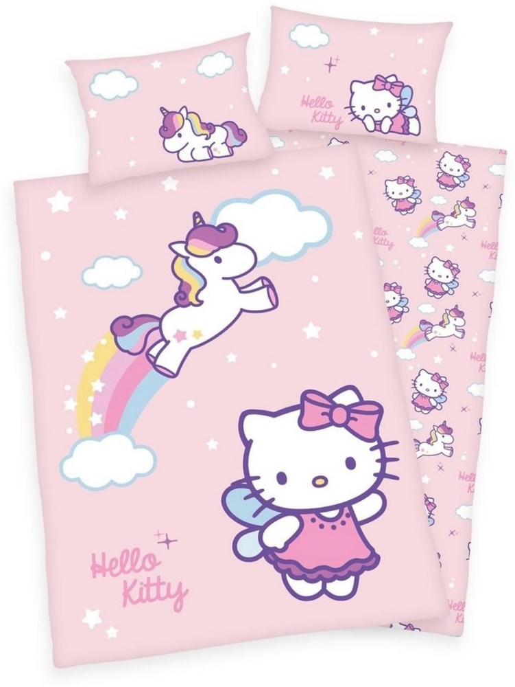 Hello Kitty Baby Bettwäsche mit Einhorn 40 x 60 und 100 x 135 cm Bild 1