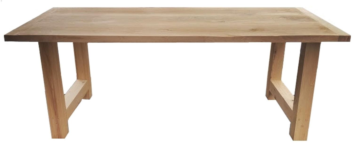 Casa Padrino Luxus Massivholz Esstisch - Eiche - 200 cm x 100 cm x H78 cm - Schwere Ausführung Bild 1