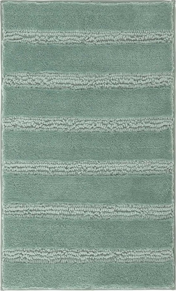 Badematte MONROVIA, 60 x 100 cm, Mint, Gestreift, Höhe 23 mm, rutschhemmend beschichtet, fußbodenheizungsgeeignet, Polyester, rechteckig Bild 1
