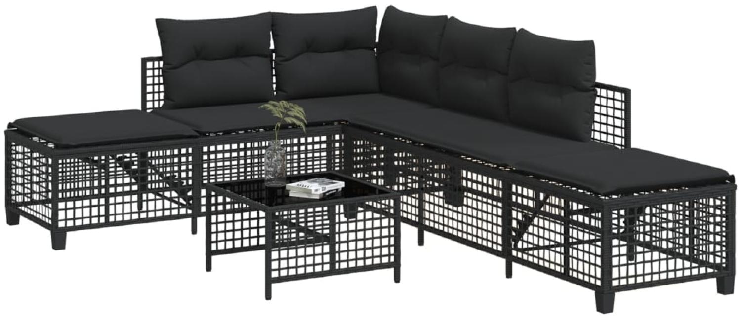 vidaXL 3-tlg. Garten-Ecksofa-Set mit Kissen Schwarz Poly Rattan 365444 Bild 1