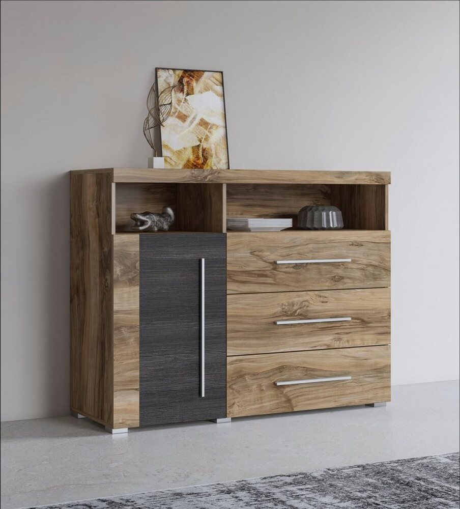 INOSIGN Sideboard Roger,Breite 120cm, moderne Anrichte mit 3 Schubladen, Kommode mit viel Stauraum, Masse 120x92x38,5 (B/H/T) Bild 1