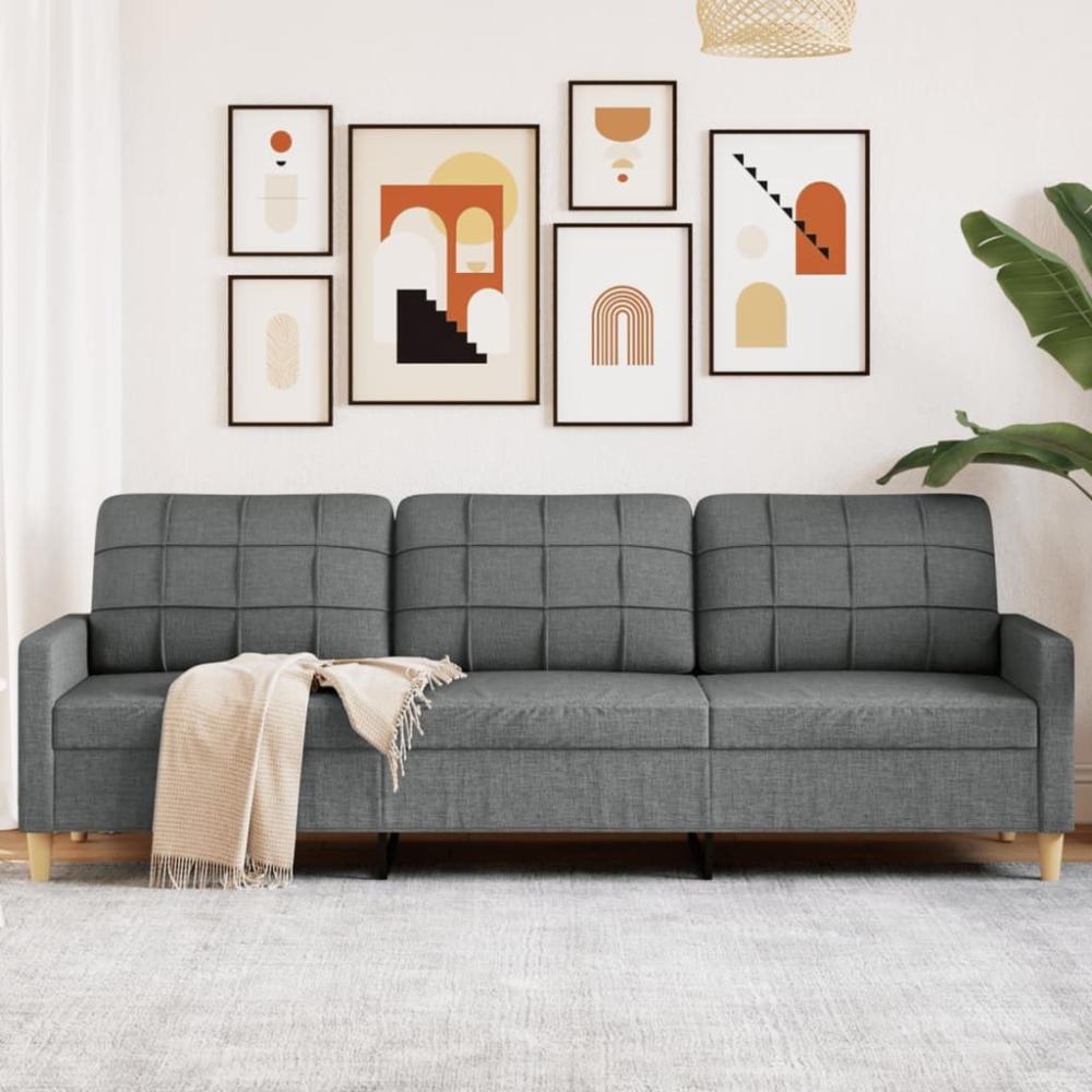 vidaXL 3-Sitzer-Sofa Dunkelgrau 210 cm Stoff 4007415 Bild 1