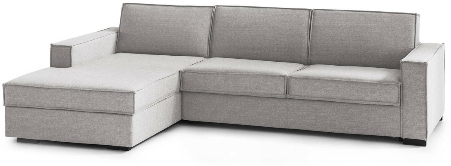 Dmora Schlafsofa mit Halbinsel Albenga, drehbares Sofa zum Öffnen, Aufbewahrungshalbinsel links, schmale Armlehnen, 100 % Made in Italy, 260 x 95 x 90 cm, Grau Bild 1