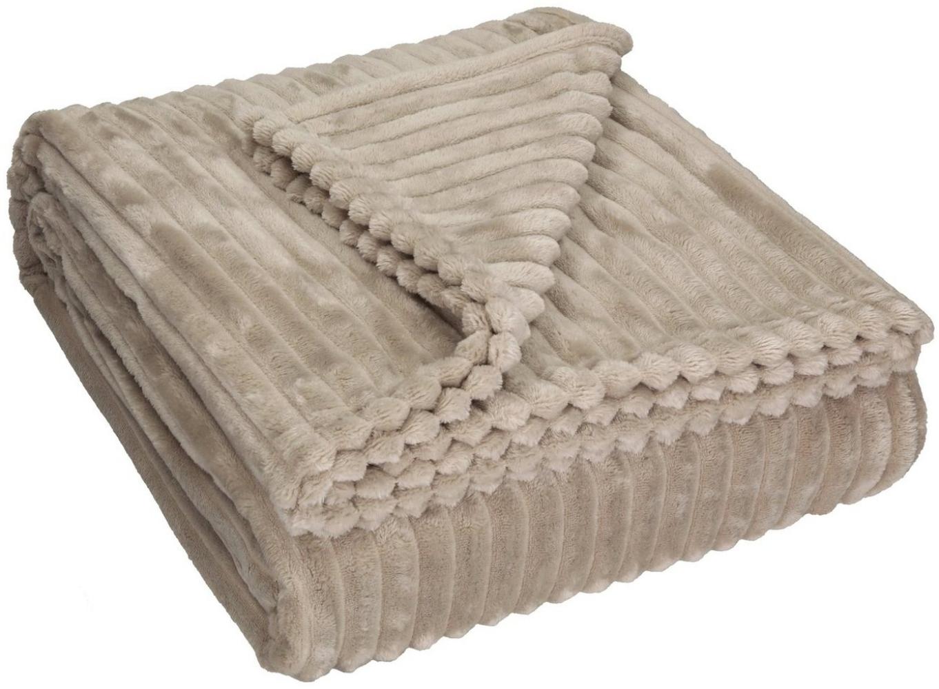 Wohndecke Betz Wohndecke BARI Kuscheldecke Flauschig Cord-Flanell XXL 150x200 cm, Betz, Farbe taupe Bild 1