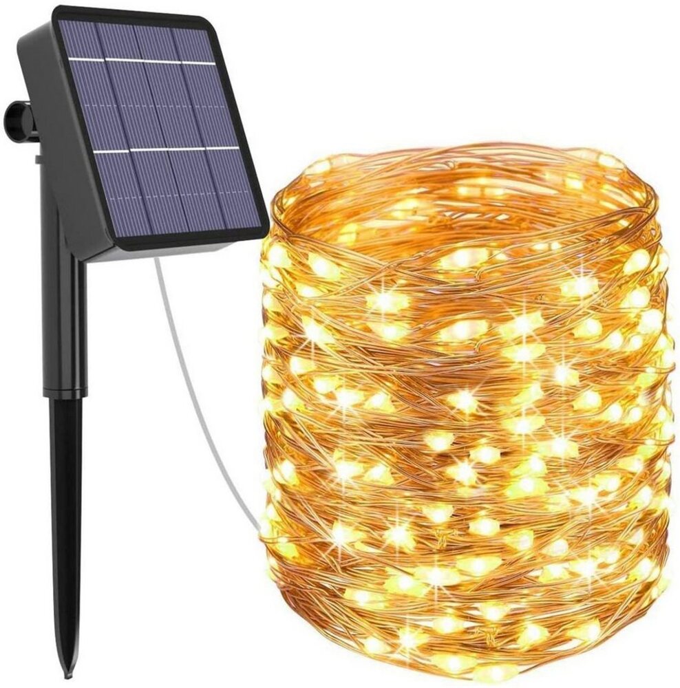 LETGOSPT LED-Lichterkette 12M 100LEDs / 22M 200LEDS LED Solarleuchte Kupferdraht Lichterkette, Wasserdicht IP65 PVC-Draht Beleuchtung Dekoration Bild 1