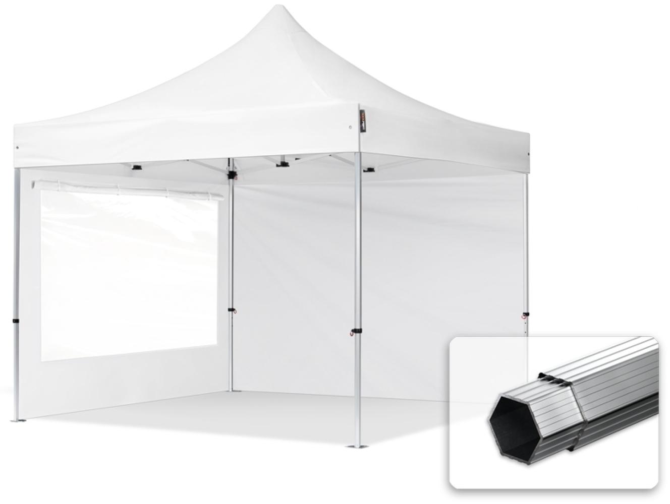 3x3 m Faltpavillon PROFESSIONAL Alu 40mm, Seitenteile mit Panoramafenstern, weiß Bild 1