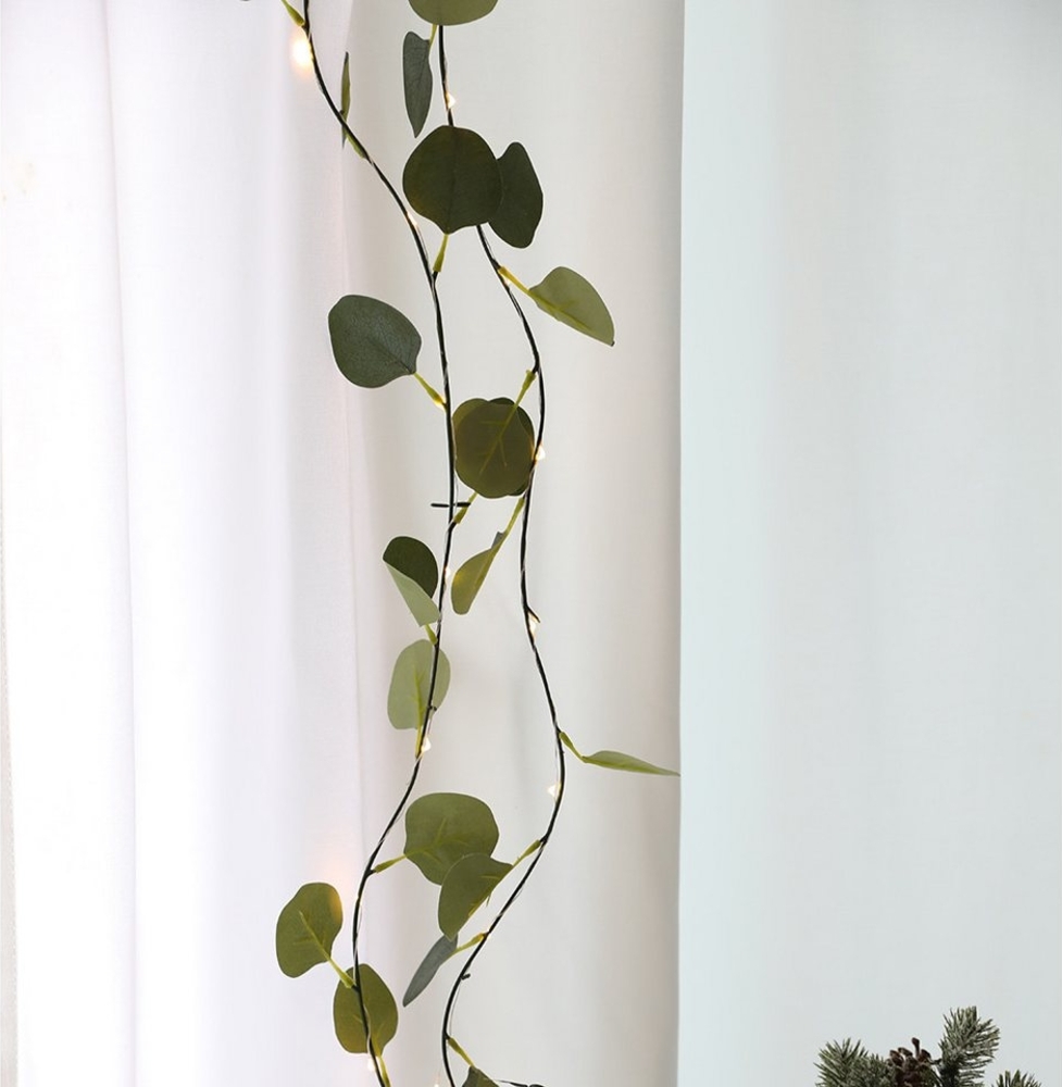 Qualra Lichterkette 2M Lichterkette mit Blättern Grüne Blatt Efeuranke Efeu Künstlich Bild 1