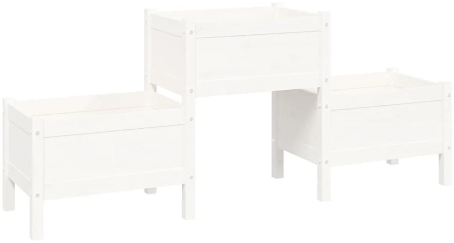vidaXL Pflanzkübel Weiß 178,5x44x75 cm Massivholz Kiefer 822248 Bild 1