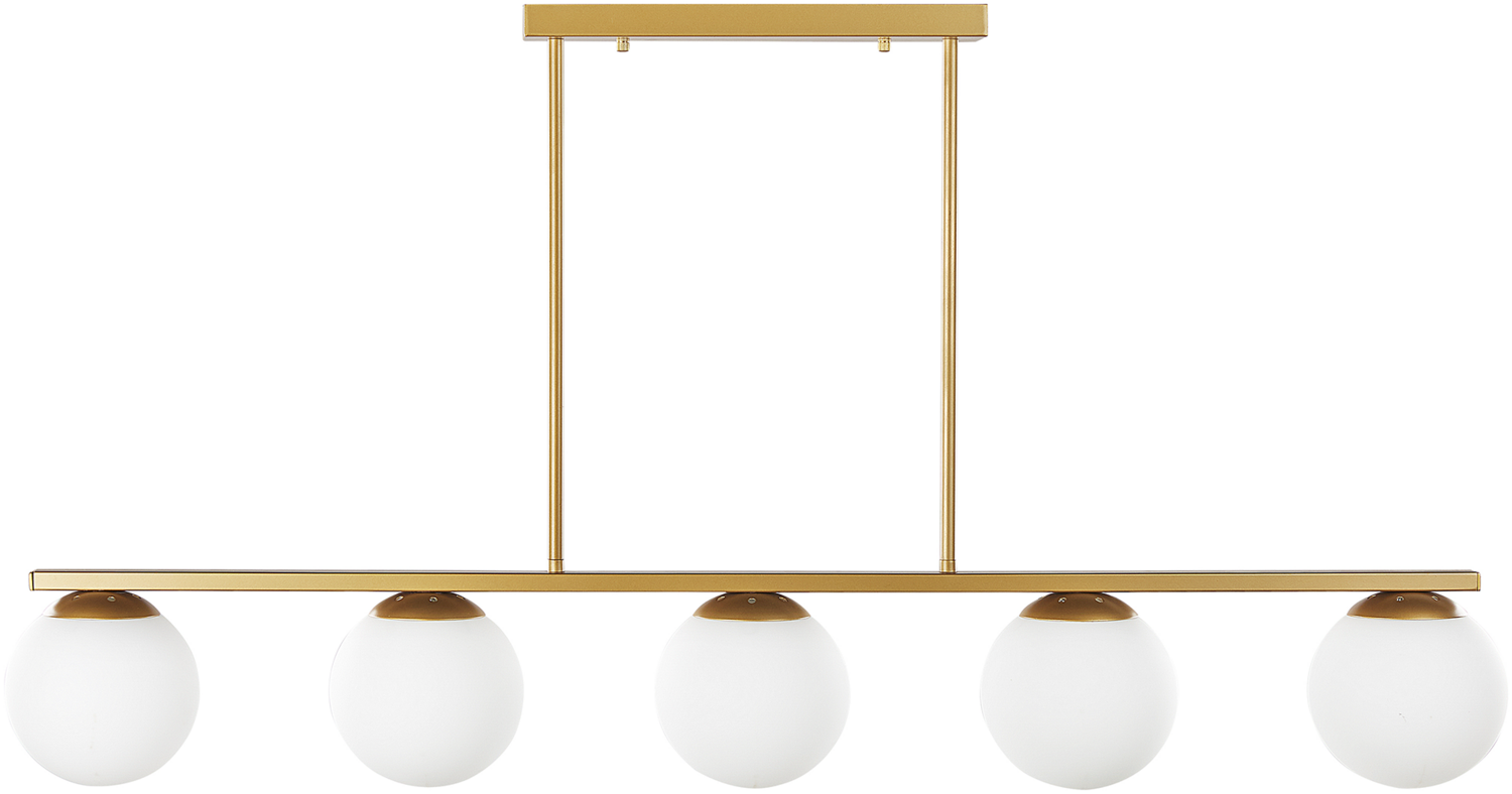 'Zikuli' Hängeleuchte Gold aus Eisen und Glas 5-flammig Kugelförmige Lampenschirme für Esszimmer Wohnzimmer Salon Modernes Design Bild 1