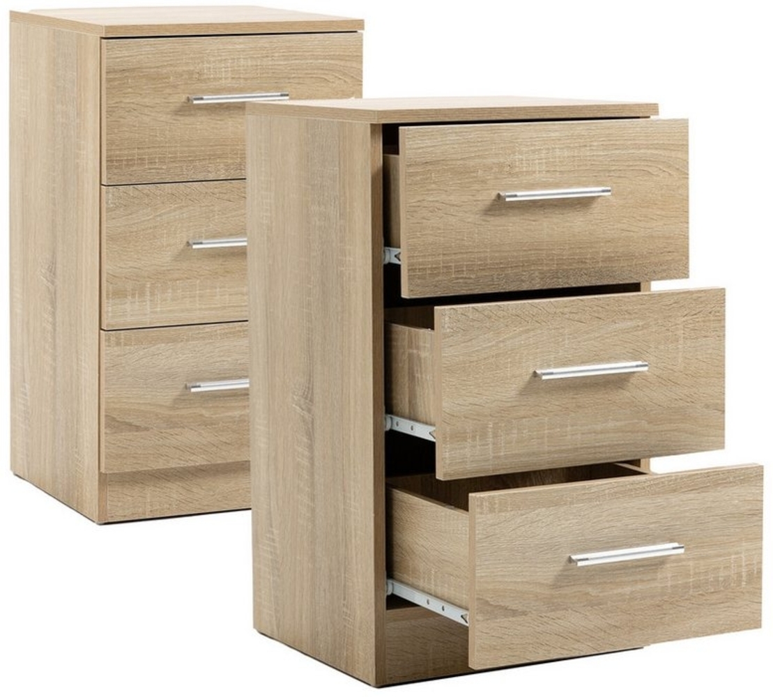 FLASMR Nachttisch Nachttische 2er Set, Nachtkommode mit 3 Schubladen Nachtschrank (Packung, 1-St) Bild 1