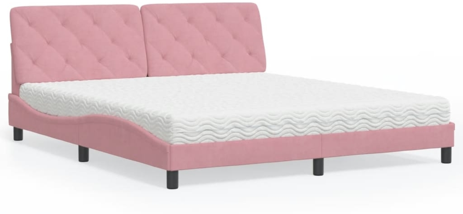 vidaXL Bett mit Matratze Rosa 180x200 cm Samt 3208675 Bild 1