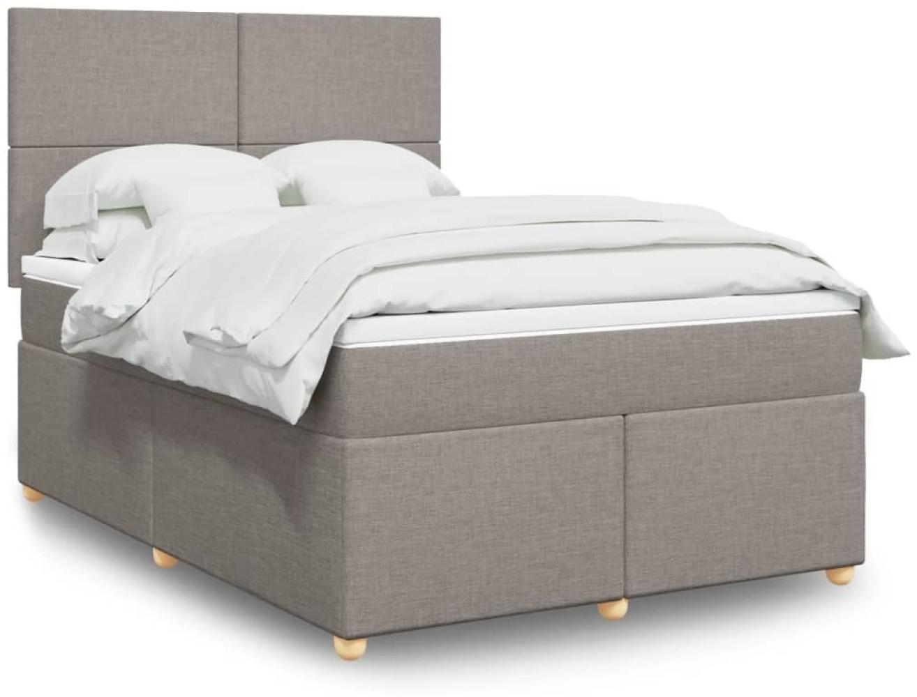 vidaXL Boxspringbett mit Matratze Taupe 160x200 cm Stoff 3291328 Bild 1