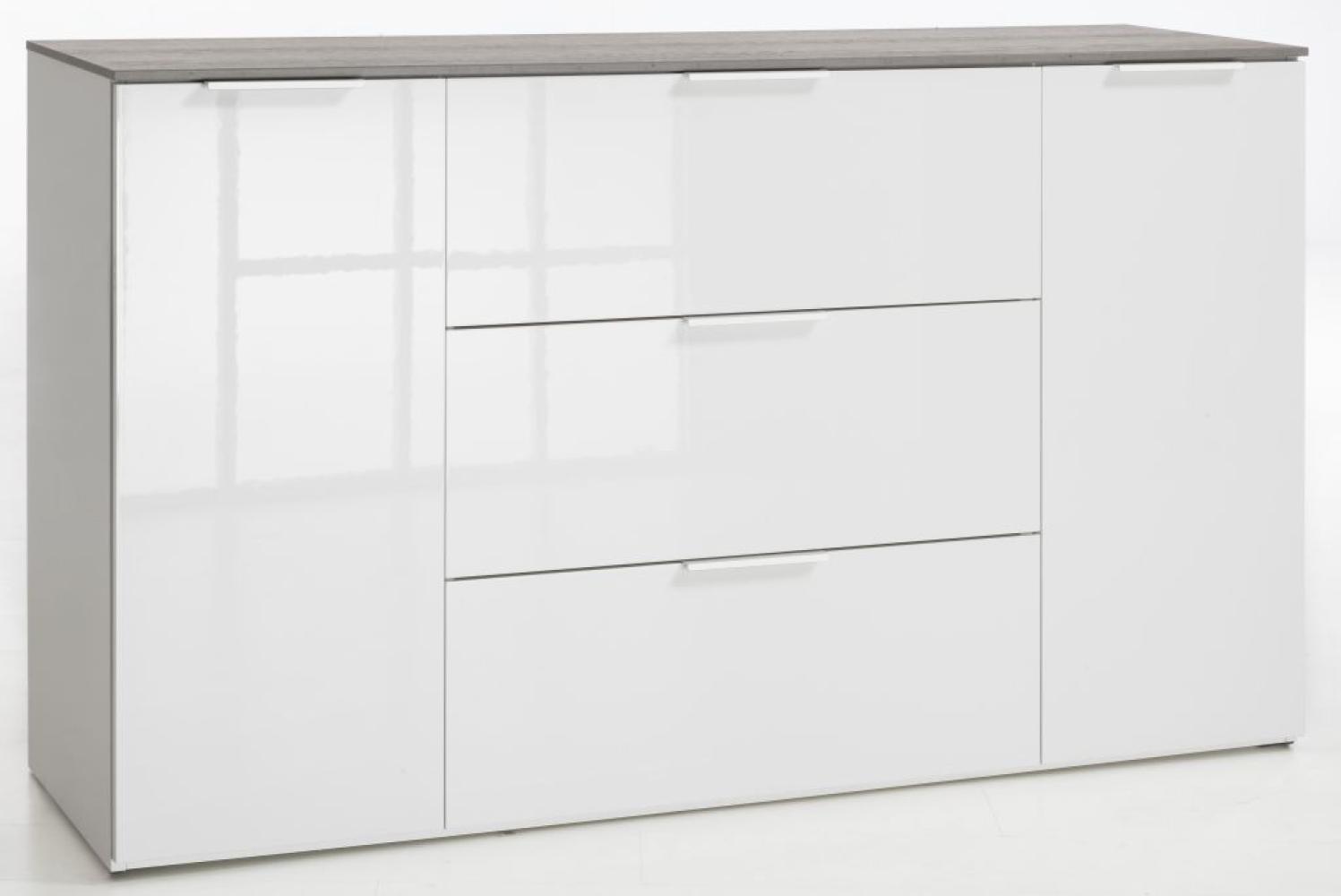 Sideboard 'GALAVERNA', Hochglanz Weiß-Betonoptik Bild 1