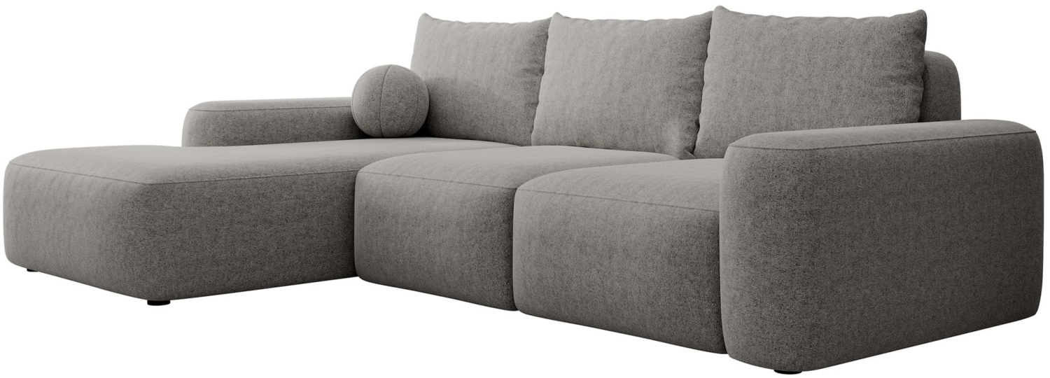 Selsey 'Carnos' Ecksofa mit Schlaffunktion, Ballkissen, Chenillebezug, Dunkelgrau, linksseitig Bild 1
