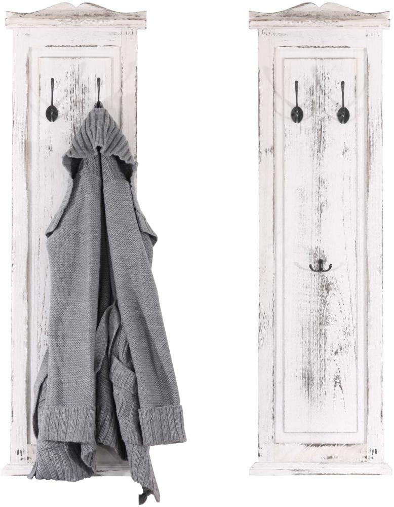 2er-Set Garderobe Wandgarderobe Garderobenpaneel Wandhaken 109x28x4cm ~ weiß shabby Bild 1