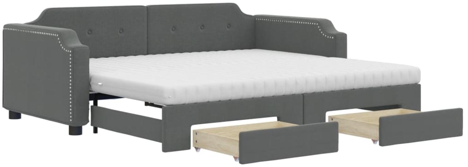 vidaXL Tagesbett Ausziehbar mit Schubladen Dunkelgrau 90x200 cm Stoff 3197689 Bild 1