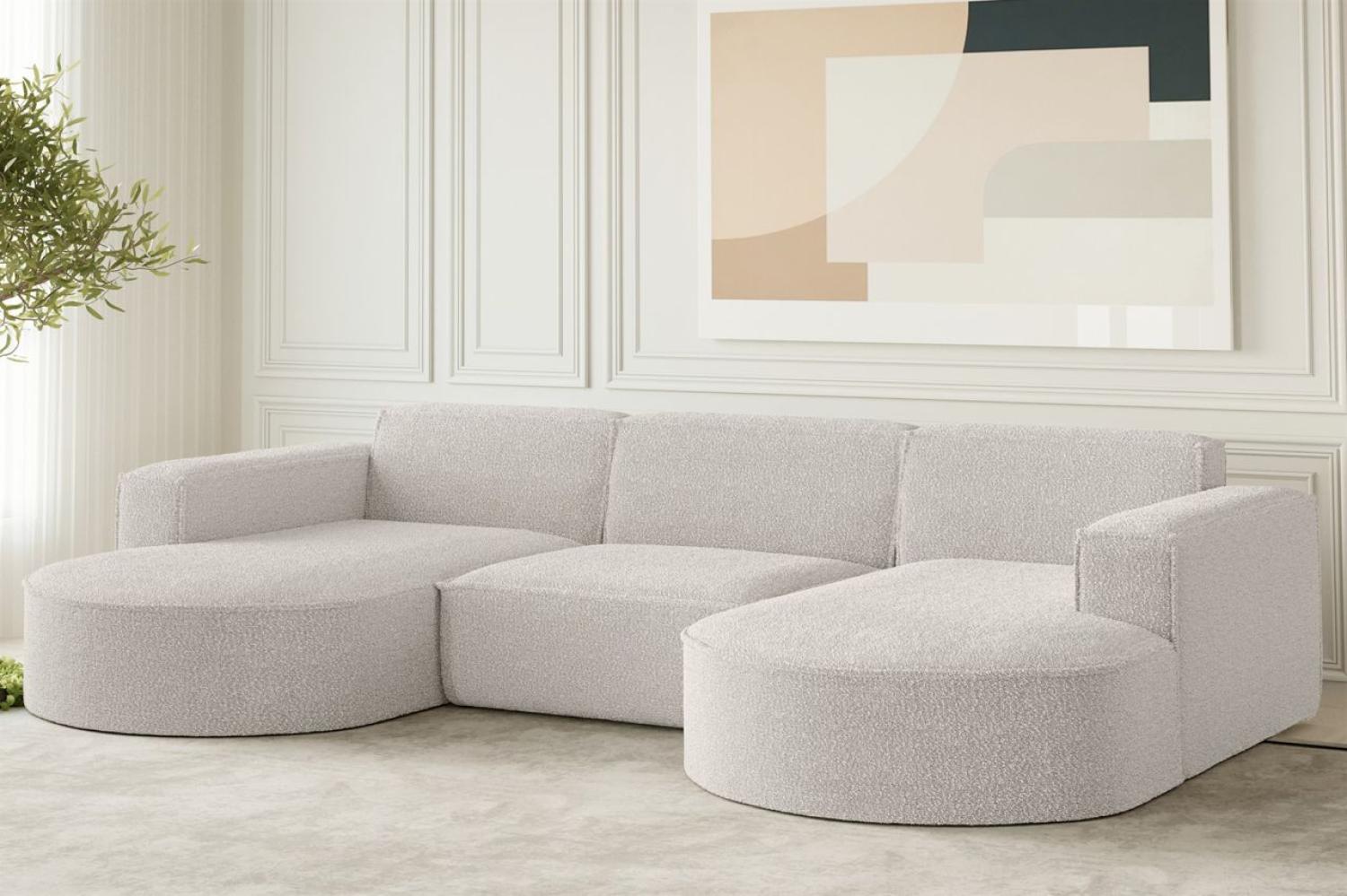 Wohnlandschaft U-Form Sofa PALMA in Stoff Ascot Pearl Bild 1