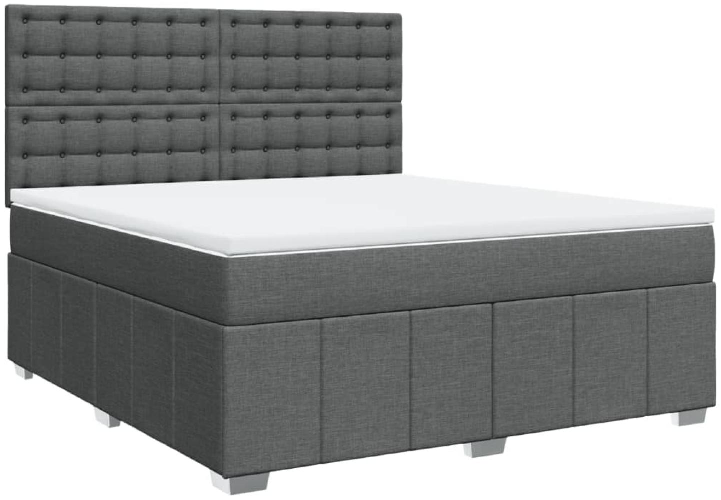 vidaXL Boxspringbett mit Matratze Dunkelgrau 180x200 cm Stoff 3291762 Bild 1