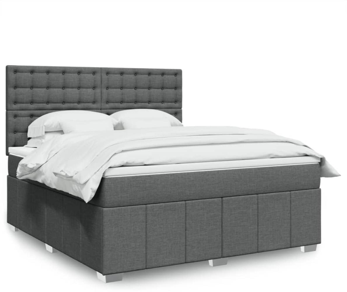 vidaXL Boxspringbett mit Matratze Dunkelgrau 180x200 cm Stoff 3291762 Bild 1