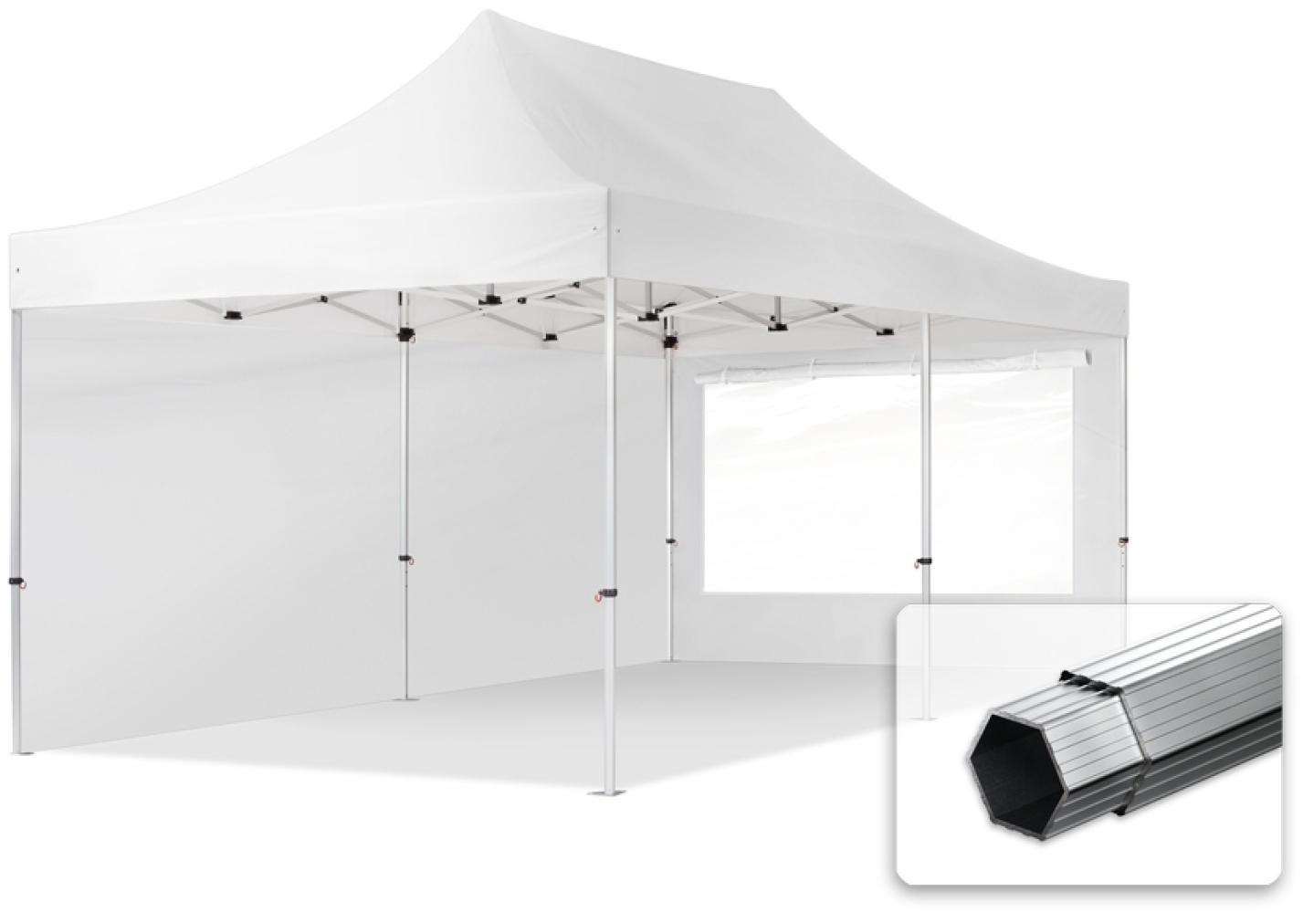 3x6 m Faltpavillon PROFESSIONAL Alu 40mm, Seitenteile mit Panoramafenstern, weiß Bild 1