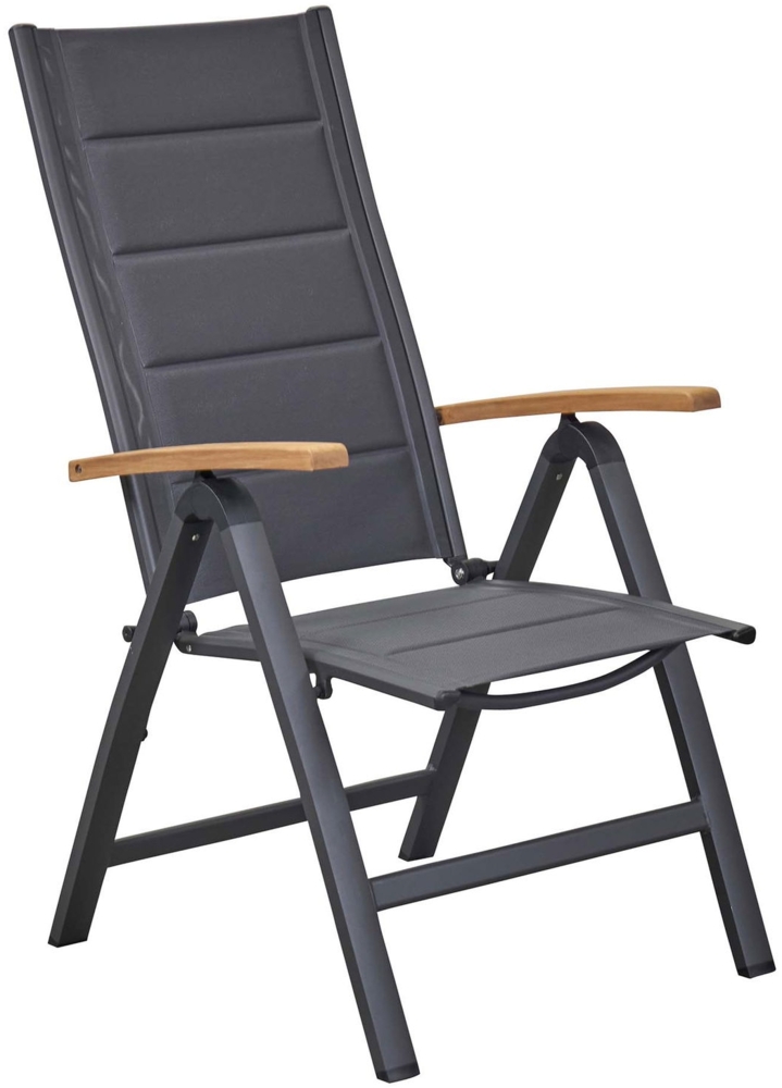 UNICAMO Klappstuhl, mit Teak Armlehnen, Sitz & Rückenlehne Textil Bild 1