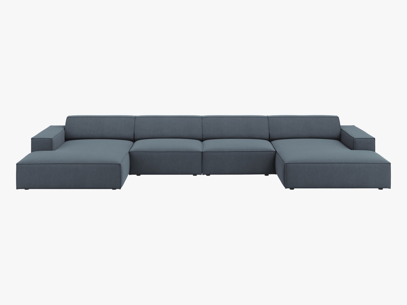 Micadoni Panorama-Sofa Jodie 6-Sitzer Strukturierter Stoff Megan Blau Bild 1