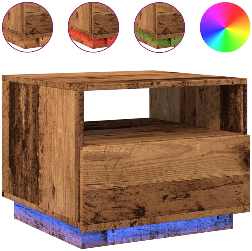 vidaXL Couchtisch mit LED-Leuchten Altholz-Optik 50x49x40 cm 857708 Bild 1