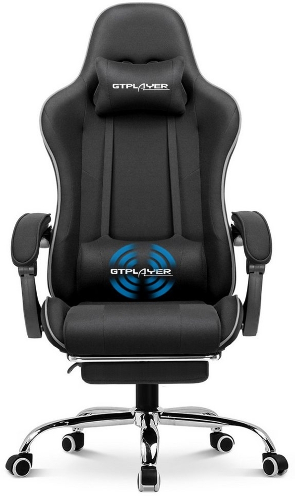 GTPLAYER Gaming-Stuhl Bürostuhl mit Massagefunktion, Fußstütze, Kopfstütze (Packung), Ergonomischer Gamer Stuhl Maximale Belastung 150 kg, 360° drehbar Bild 1