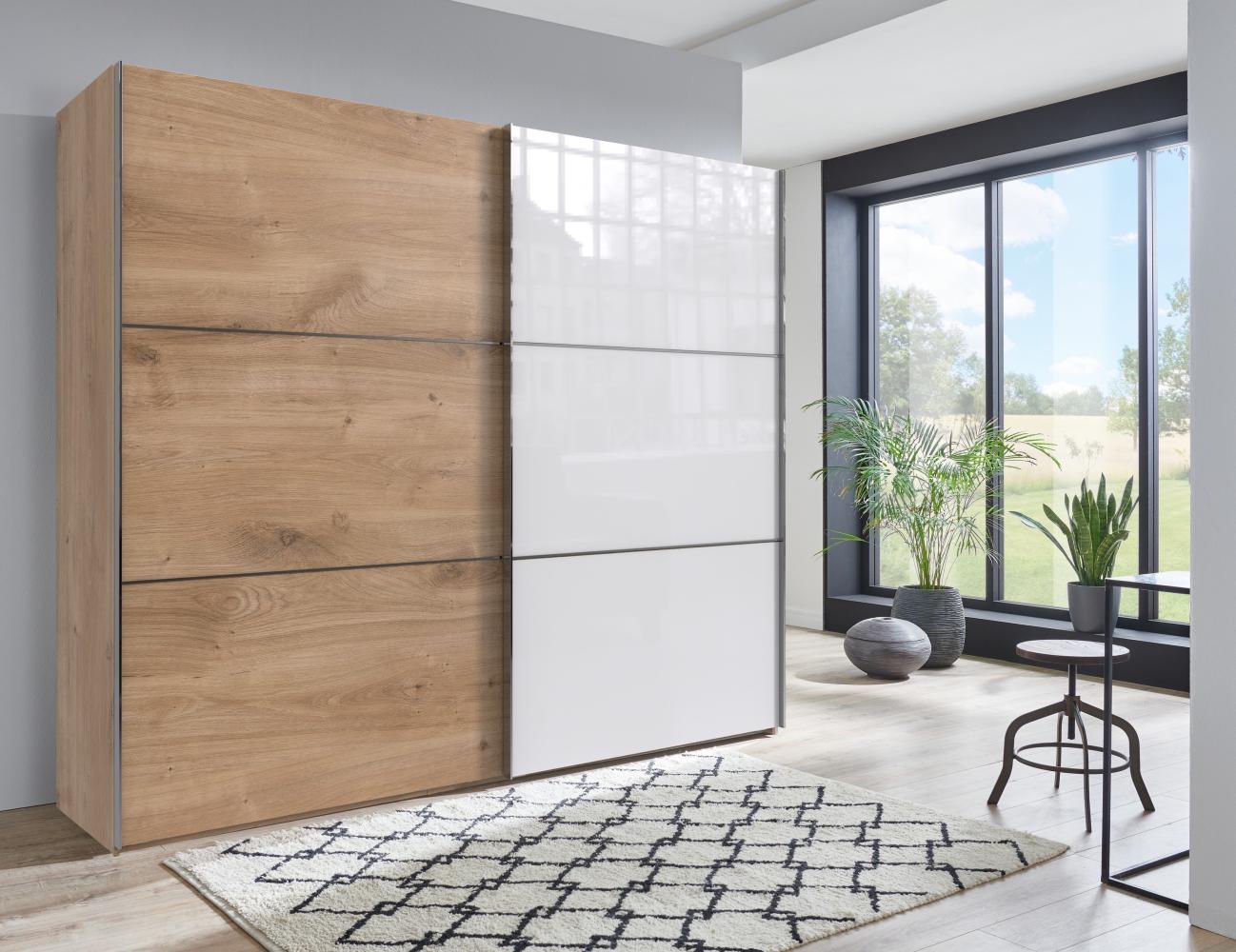 Schwebetürenschrank >ESCAPE< (BxH: 250x236 cm) in GLAS WEISS - 250x236 cm (BxH) Bild 1