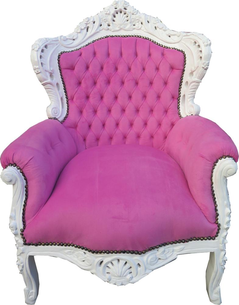 Casa Padrino Barock Sessel King Rosa / Weiß - Limited Edition Bild 1