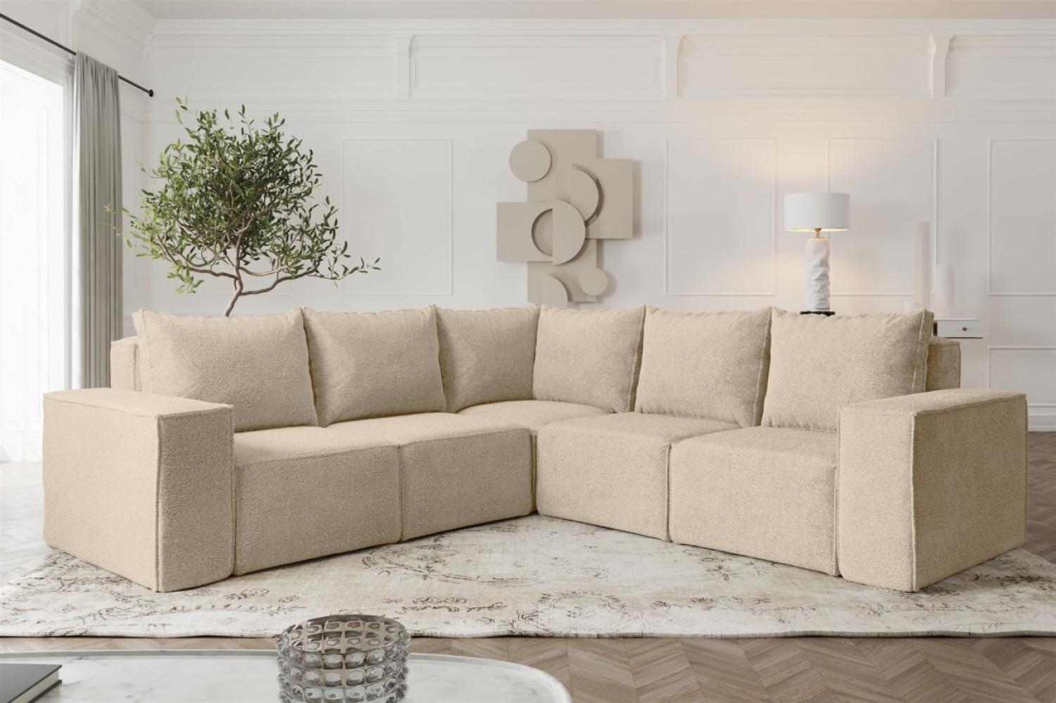 Ecksofa Designersofa ESTELLE in Stoff Abriamo Beige Seite Universal Bild 1