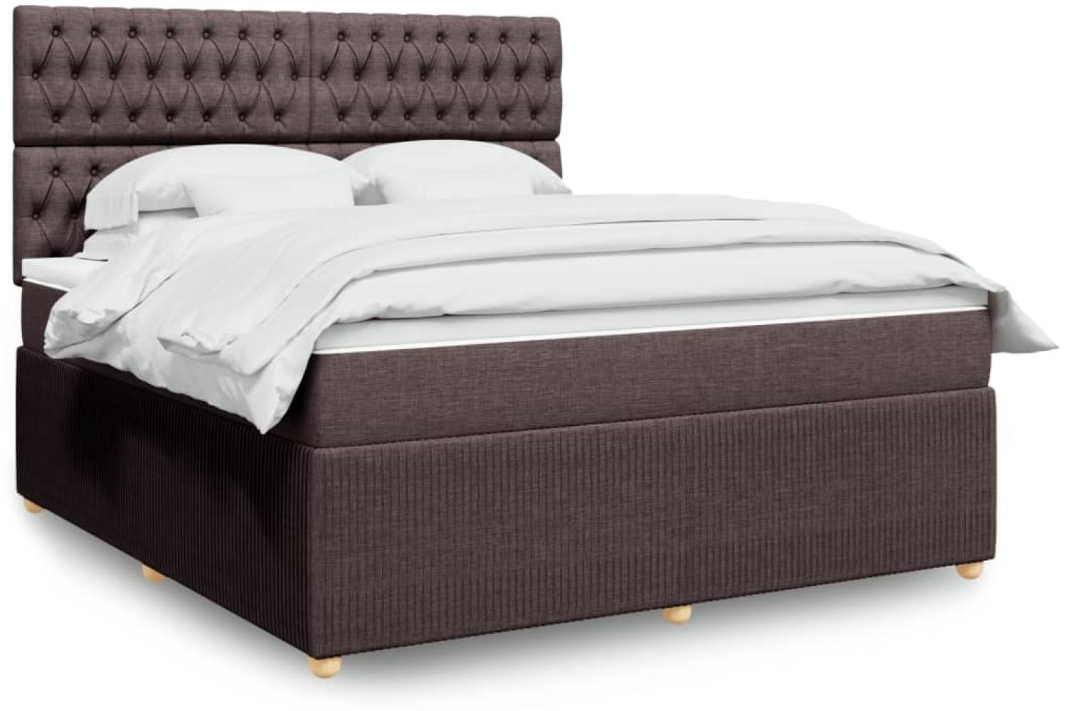 vidaXL Boxspringbett mit Matratze Dunkelbraun 180x200 cm Stoff 3294445 Bild 1