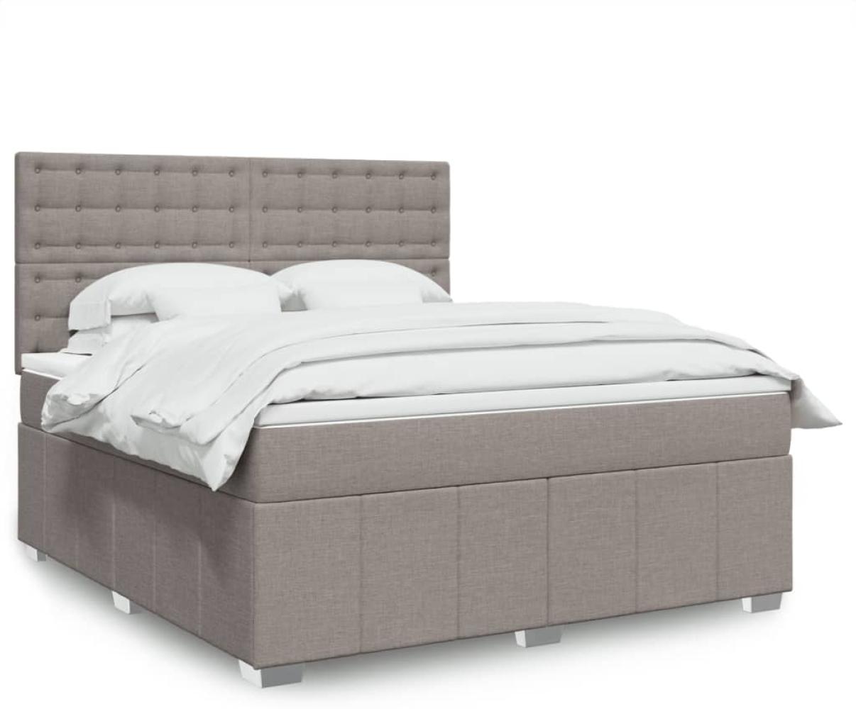 vidaXL Boxspringbett mit Matratze Taupe 180x200 cm Stoff 3291765 Bild 1