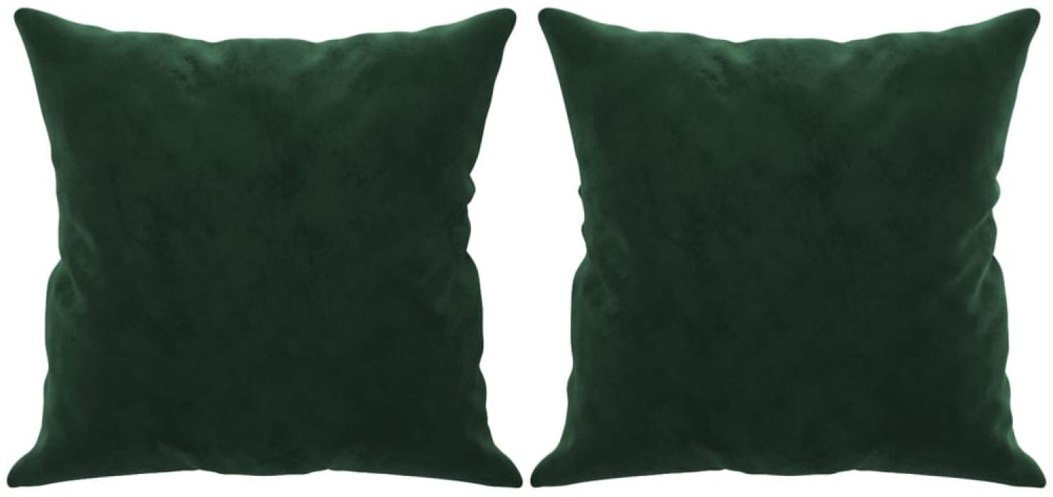 vidaXL Zierkissen 2 Stk. Dunkelgrün 40x40 cm Samt Bild 1