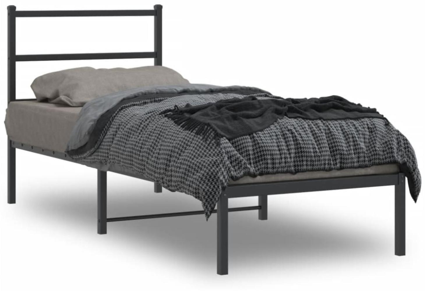 vidaXL Bettgestell mit Kopfteil Metall Schwarz 75x190 cm 355355 Bild 1