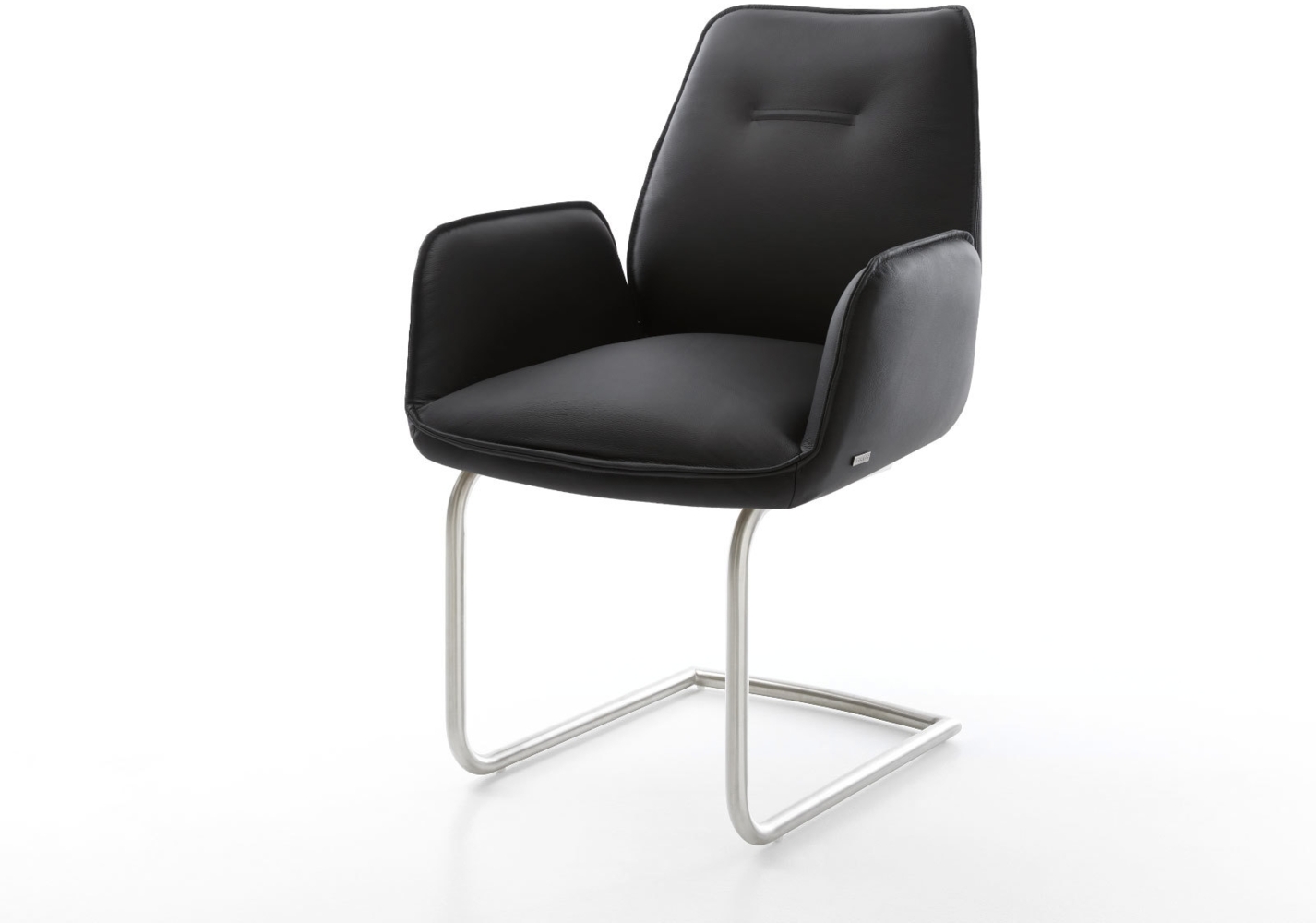 Freischwinger Zoa-Flex Echt-Leder Schwarz Freischwinger rund Edelstahl Taschenfederkern Bild 1